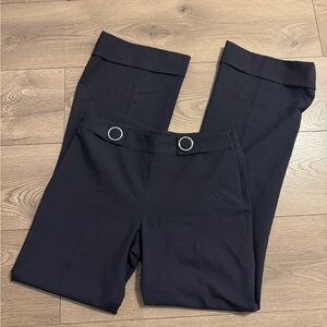 Tory Burch Dark Navy Wide Leg Pants Uniform Corinna Size 2 Wool Blend